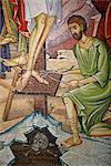 Mosaic of Christ's death at the Church of the Holy Sepulchre, Jerusalem, Israel, Middle East