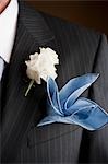 Close-Up of Groom's Boutonniere and Handkerchief