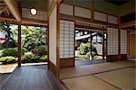 View of landscape garden at the Kyu Uchiyamake Samurai house in Echizen-Ono, Fukui, Japan, Asia