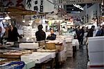 People Working at Tsukiji Central Wholesale Market, Tokyo, Japan