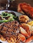 Pré et marée ; Steak grillé et pattes de crabe