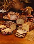Loaves of Sliced Bread; Nuts and Grains