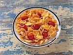 Bowl of Flake Cereal with Strawberries