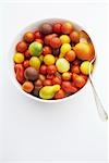 Various types of tomatoes in a bowl