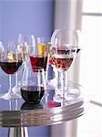 Various Wine Glasses on Metal Table