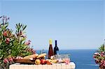 Laid garden table with sea view