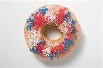 Doughnut with sprinkles in red, white and blue
