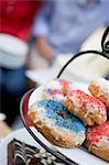 Doughnuts and brownies on tiered stand (4th of July, USA)