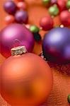 Coloured Christmas baubles of various sizes