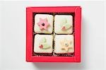 Petit fours in red box (for Christmas)