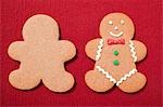 Two gingerbread men, plain and decorated