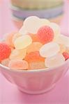 Jelly sweets in pink bowl