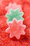 Jelly stars on red sugar