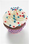 Cupcake, decorated with red, white and blue stars