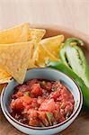 Tomato salsa, nachos and fresh chilli