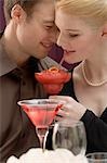 Romantic couple with drinks