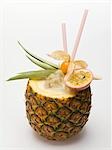 Piña Colada in hollowed-out pineapple