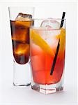 Campari Soda et un verre de schnaps amer