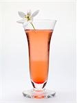 Sparkling wine cocktail with flower