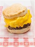 Scone filled with scrambled egg, cheese and sausage