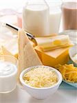 Various cheeses and dairy products