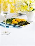 Asparagus and orange salad on a platter