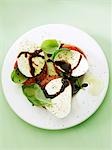 Tomatoes with mozzarella, basil and balsamic vinegar