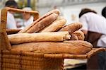 Panier de pain artisanal au marché