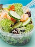 Mixed salad leaves with prawns and vegetables to take away