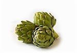 Three Artichokes on White