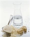 Ingredients for yeast dough: flour, water and yeast