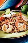 Shrimp Over Rice with Lime Garnish