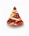 Slice of Cherry Pie; From Above; White Background