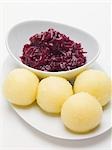 Red cabbage and potato dumplings