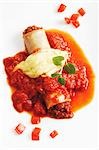 Cannelloni with mince filling, tomato sauce & melted cheese