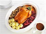 Stuffed roast goose with red cabbage & dumplings (Pomeranian style)