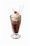 Chocolate milkshake with cream and cherry