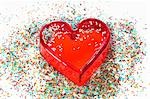 Heart mould and sprinkles