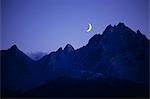 Moonrise over Cathedral Peak near Haines Alaska Southeast Winter Takhinsha Mountains