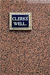 Clerks Well plaque, Farringdon Lane, Clerkenwell, London.