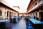 Tables and chairs arranged in a palace, City Palace, Jaipur, Rajasthan, India