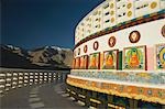 Buddha paintings on the wall of a stupa, Shanti Stupa, Leh, Ladakh, Jammu and Kashmir, India