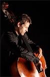 Man Playing Double Bass, side view