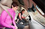 Two Women in Car, near Hood River, Oregon, USA