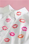 Lipstick Kisses on White Shirt