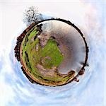 River and riverbank with little planet effect