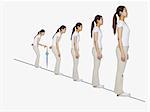 Japanese Woman Standing in a Row
