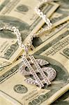 Monnaie américaine et collier symbole Dollar