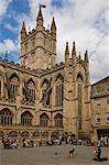 Buskers in Square and Bath Abbey, Bath, Somerset, England