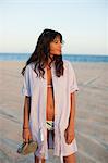 Woman on the Beach at Sunset, Near Cabo Pulmo, Baja California Sur, Mexico